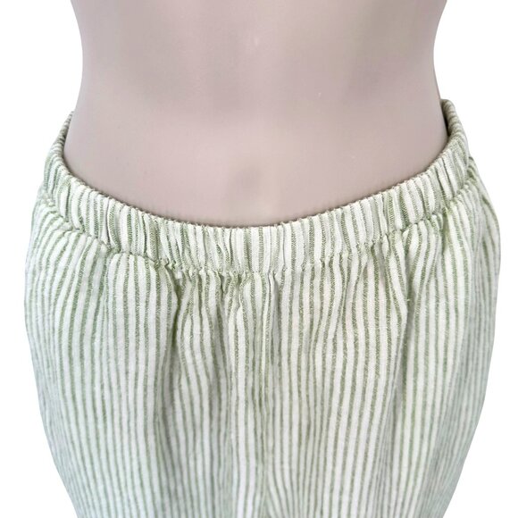 NWOT Flax Womens Striped Linen Wide-Leg Pants With Pockets Green White Small - Picture 6 of 11